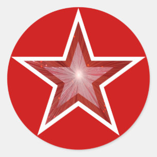 Redonda Pegatina rojo de la estrella roja