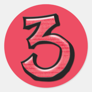 Redonda Pegatina rojo número 3