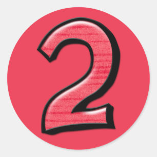 Redonda Pegatina rojo Silly Número 2