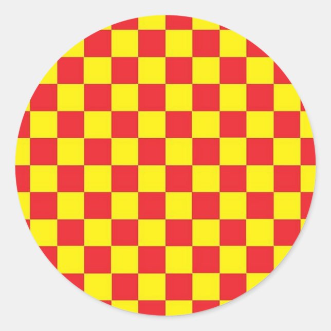 Redonda Pegatina rojo y amarillo revisado (Anverso)