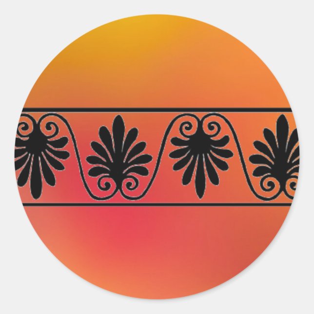 Redonda Pegatina rojo y Naranja (Anverso)