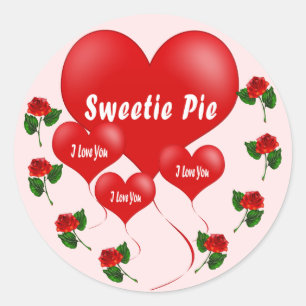 Redonda Pegatina romántico de la empanada del Sweetie