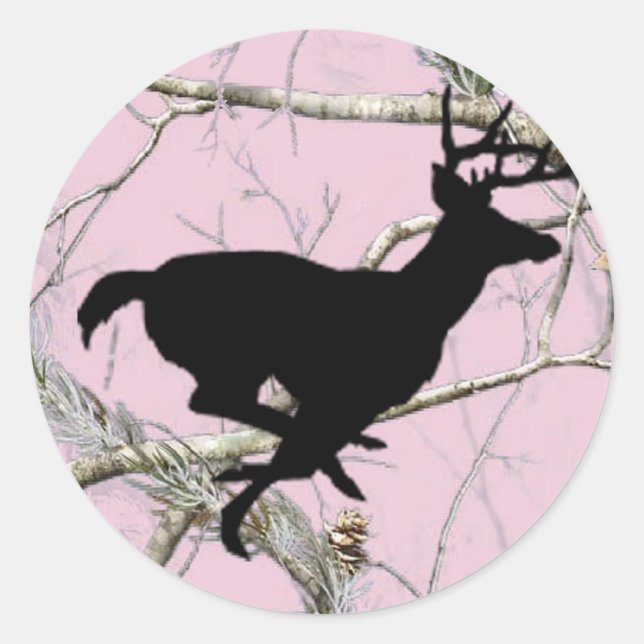 Redonda Pegatina Rosa Camo Buck (Anverso)