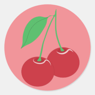 Redonda Pegatina Rosa Cherry