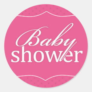 Redonda Pegatina rosa de Baby Shower