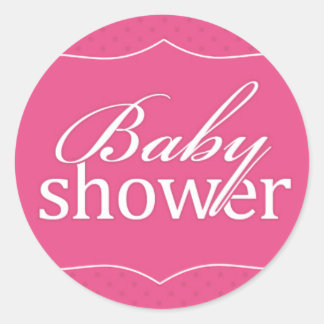 Redonda Pegatina rosa de Baby Shower