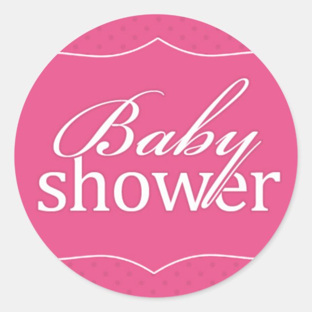 Redonda Pegatina rosa de Baby Shower (Anverso)