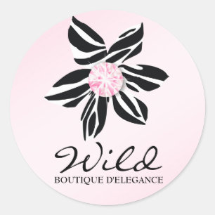 Redonda pegatina rosa de la flor de cebra silvestre