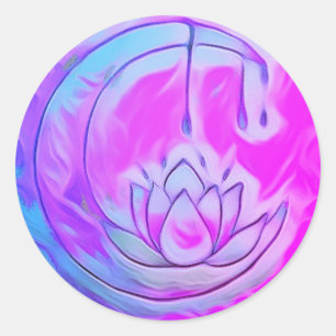 Redonda Pegatina rosa de Lotus Moon