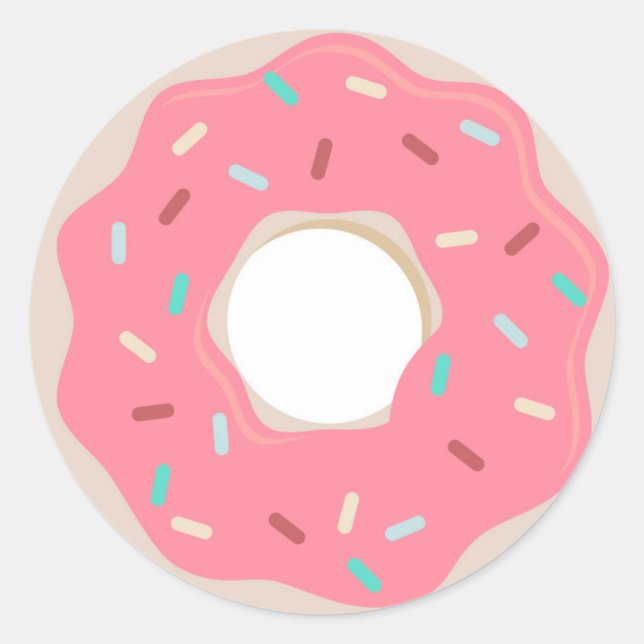 Redonda Pegatina Rosa Donut (Anverso)