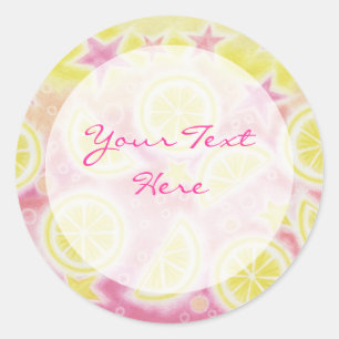 Redonda pegatina Rosa Lemonade 'Tu Texto'