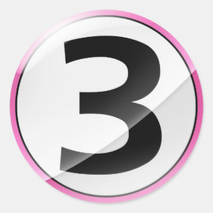 Redonda Pegatina rosa número 3