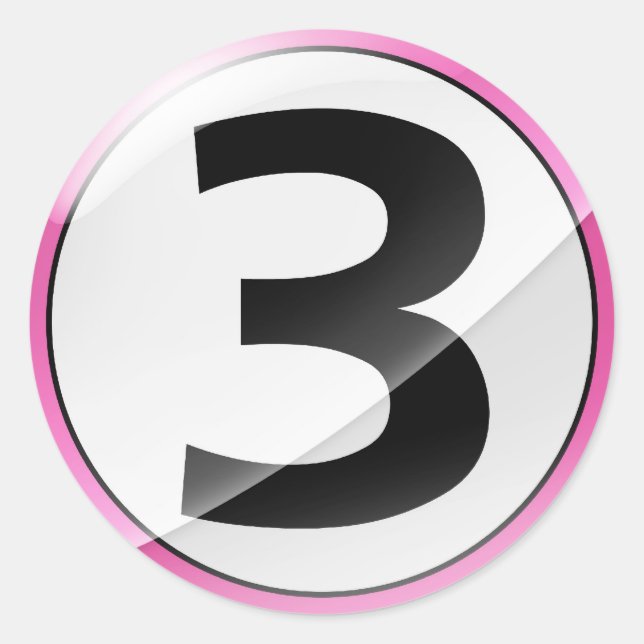 Redonda Pegatina rosa número 3 (Anverso)