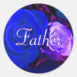 Redonda Pegatina Rosa Púrpura Azul Padre