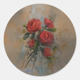 Redonda Pegatina Rosa Roja