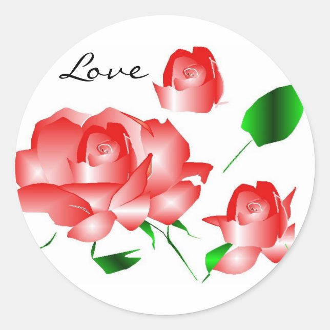 Redonda pegatina "Rosa Roja Rosa I Love" (Anverso)