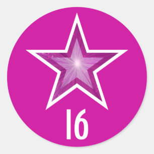 Redonda pegatina rosa rosa de Estrella rosa de 16 años