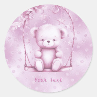 Redonda Pegatina Rosa Teddy Bear