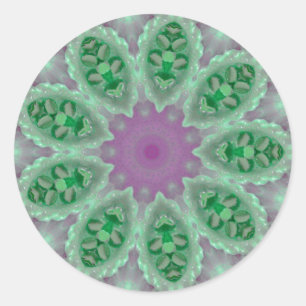 Redonda pegatina rosa y verde bonito