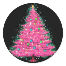 Pegatina rosado de árbol de Navidad, pegatina de N