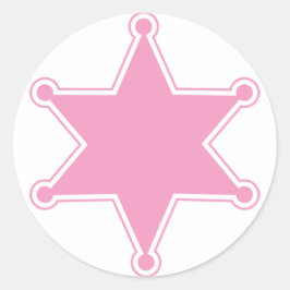 Redonda Pegatina rosado de la insignia del sheriff