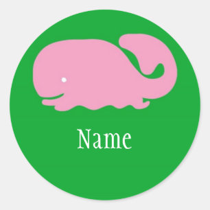 Redonda Pegatina rosado de los chicas de la ballena