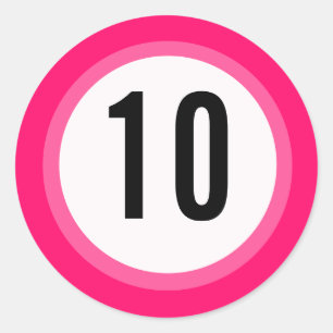 Redonda Pegatina rosado del número