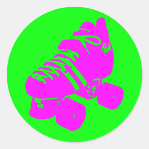 Redonda Pegatina rosado y verde del patín de Derby del