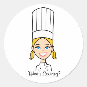Redonda Pegatina rubio del dibujo animado del cocinero -