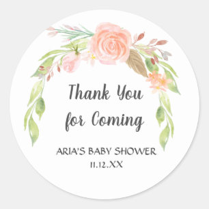 Redonda Pegatina Rubor Peonies Baby Shower Favor
