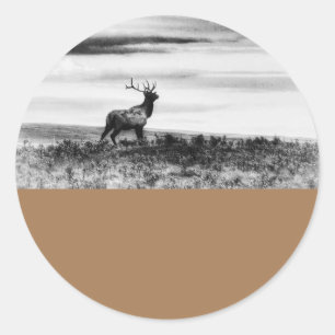 Redonda Pegatina Rustic Elk