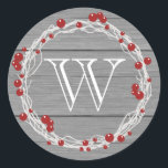 Redonda Pegatina Rustic Noel Christmas<br><div class="desc">Pegatina Rustica Noel Christmas. Monogramado. ¡Personalizable. Parte de una colección de Navidades.</div>