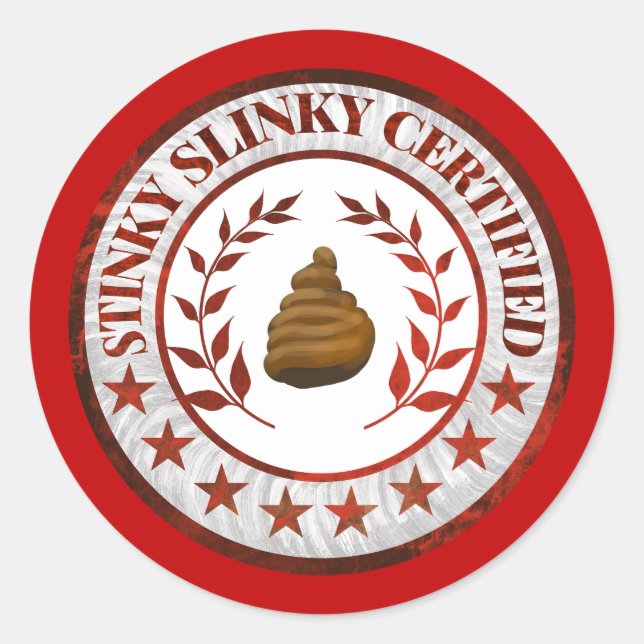 Redonda Pegatina RV certificado por Stinky Slinky (Anverso)