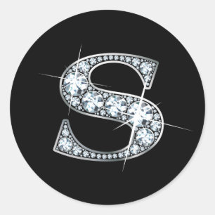 Redonda pegatina "S" Diamond Bling