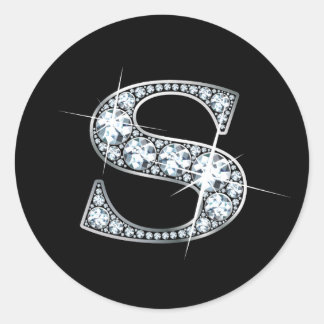 Redonda pegatina "S" Diamond Bling