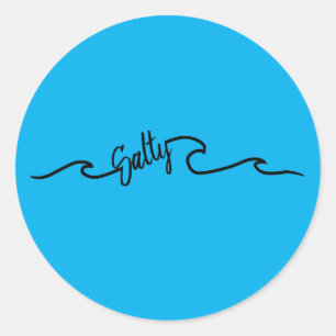 Redonda Pegatina Salty Ocean Wave