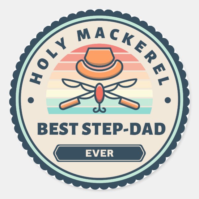 Redonda Pegatina - ¡Santo Mackerel! Mejor Step-Dad (Anverso)
