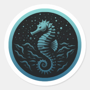 Redonda Pegatina Seahorse