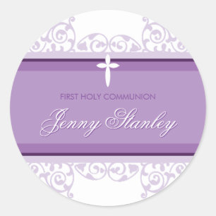 Redonda PEGATINA SEAL bonito rizos cruza violeta violeta