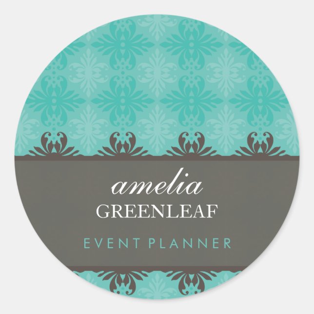 Redonda PEGATINA SEAL :: estampado elegante 5 (Anverso)