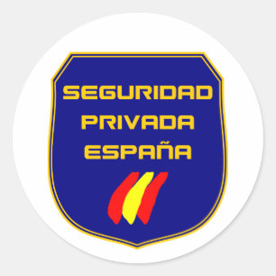 Redonda Pegatina Seguridad Privada España Placa Azul