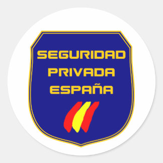 Redonda Pegatina Seguridad Privada España Placa Azul