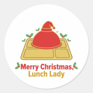 Redonda Pegatina Señora Comedor Feliz Navidad