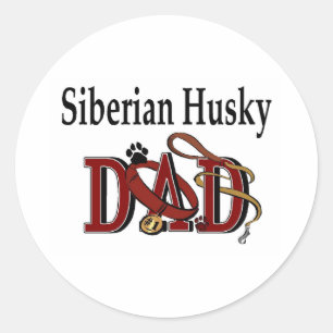 Redonda Pegatina Siberian Husky Dad