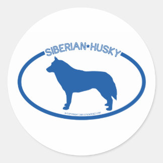 Redonda Pegatina Siberian Husky Silhouette