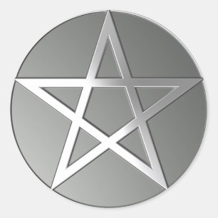 Redonda Pegatina Silver Pentacle