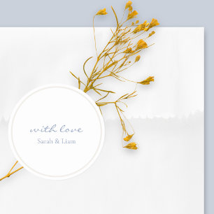 Redonda Pegatina simple azul con amor Boda
