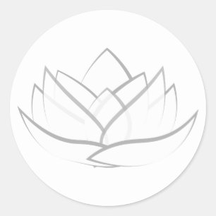 Redonda Pegatina simple de flores gris Lotus