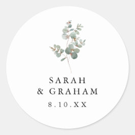 Redonda Pegatina simple del Boda Eucalyptus