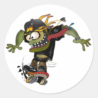 Redonda Pegatina Skateboarder